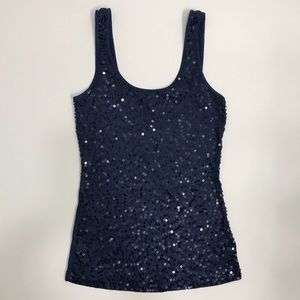 Express Sequin Tank Top in Blue XS